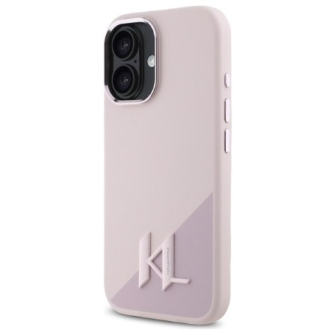 Karl Lagerfeld KLHMP16SSCMKMPCP i Phone 16 6.1" różowy/pink hardcase Silicone Shadow Metal Initial Mag Safe