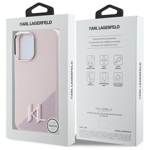 Karl Lagerfeld KLHMP16SSCMKMPCP i Phone 16 6.1" różowy/pink hardcase Silicone Shadow Metal Initial Mag Safe