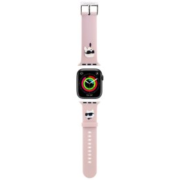 Karl Lagerfeld Pasek KLAWLSLKCNP Apple Watch 42/44/45/49mm różowy/pink strap 3D Rubber Karl&Choupette Heads