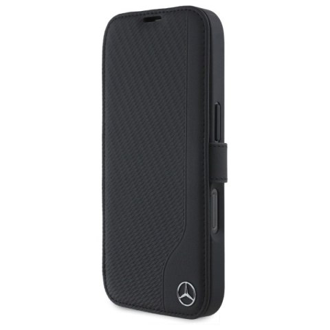 Mercedes MEBKP16S23RBGVK i Phone 16 6.1" czarny/black bookcase Leather Wood Imitation