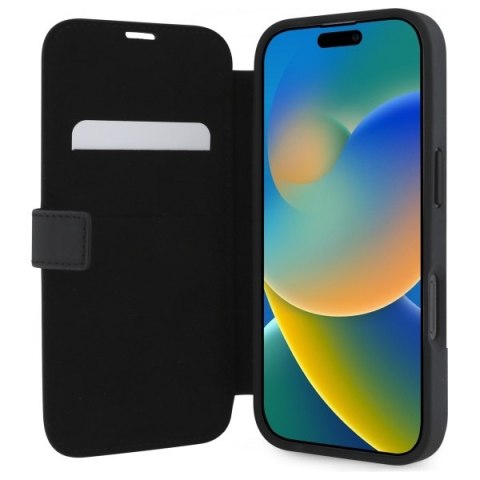 Mercedes MEBKP16S23RBGVK i Phone 16 6.1" czarny/black bookcase Leather Wood Imitation