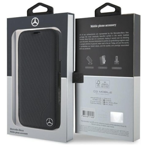Mercedes MEBKP16S23RBGVK i Phone 16 6.1" czarny/black bookcase Leather Wood Imitation