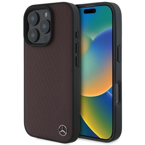 Mercedes MEHMP16X23RBGVR i Phone16 Pro Max 6.9" czerwony/red hardcase MB Wood Imitation Leather Mag Safe