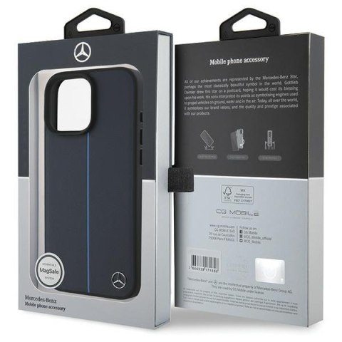 Mercedes MEHMP16X23RURBV i Phone16 Pro Max 6.9" granatowy/navy hardcase MB Blue Line Leather Mag Safe