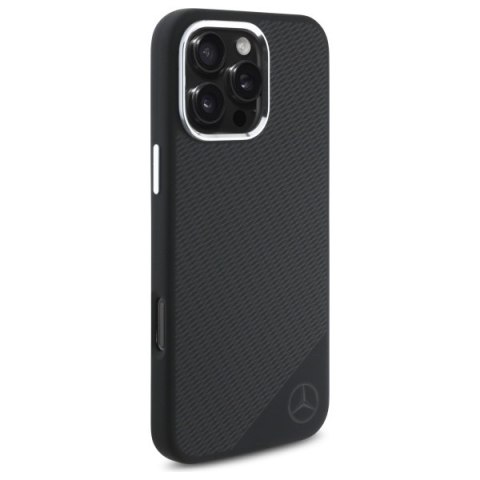 Mercedes MEHMP16X23SUGDK i Phone 16 Pro Max 6.9" czarny/black hardcase Silicone Tonal Logo Wood Pattern Mag Safe