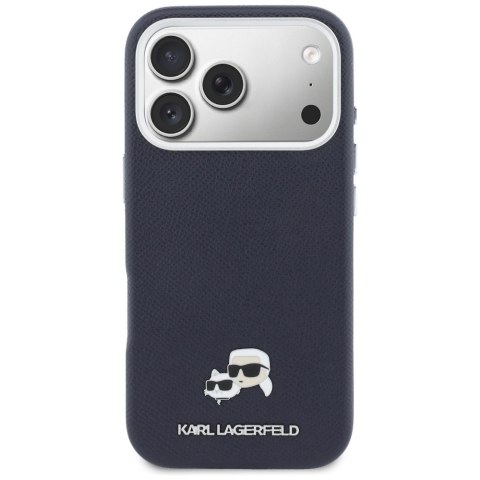 Etui Karl Lagerfeld Karl & Choupette Head Pins Saffiano Mag Safe do i Phone 17 Pro Max niebieski
