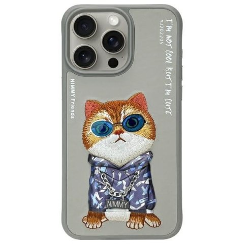 Nimmy etui i Phone 15 Pro 6.1" szary/gray Glasses Cool Cat