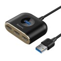 HUB Baseus Square USB-A do 1x USB-A 3.2 Gen 1 / 3x USB 2.0 z kablem 1m - czarny
