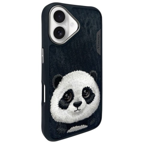Nimmy etui i Phone 16 6.1" czarny/black Big Eyed Pet 2.0 Panda