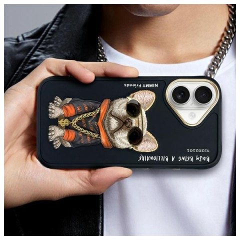 Nimmy etui i Phone 16 6.1" czarny/black Glasses Cool Dog