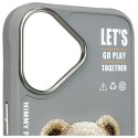Nimmy etui i Phone 16 6.1" szary/gray Cool&Cute 2.0 Bear