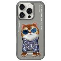 Nimmy etui i Phone 16 Pro Max 6.9" szary/gray Glasses Cool Cat
