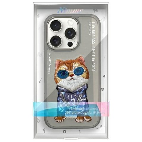 Nimmy etui i Phone 16 Pro Max 6.9" szary/gray Glasses Cool Cat