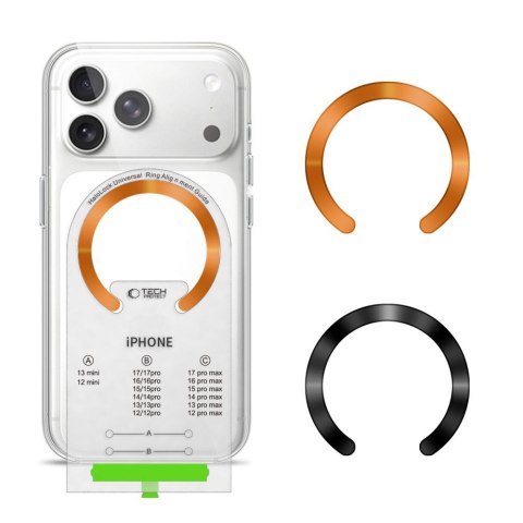 Tech-Protect MMP-210 Magnetic MagSafe ring 2-pack Czarno-kosmiczny pomarańcz