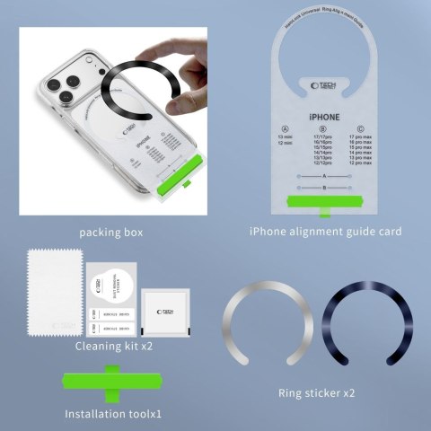 Tech-Protect MMP-210 Magnetic MagSafe ring 2-pack Głęboki niebieski i srebrny