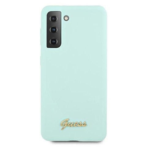 Guess GUHCS21MLSLMGLB S21+ G996niebieski/blue hardcase Silicone Script Metal Logo