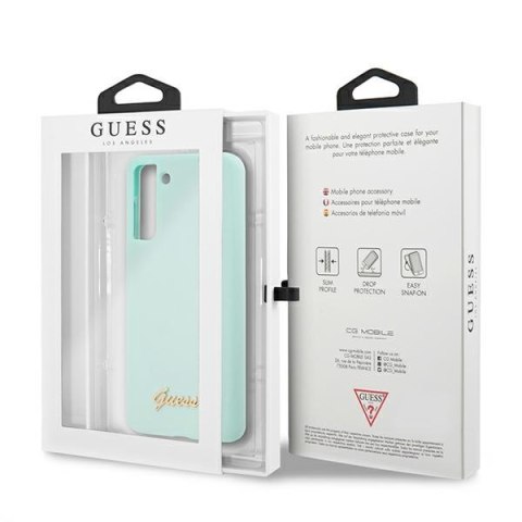 Guess GUHCS21MLSLMGLB S21+ G996niebieski/blue hardcase Silicone Script Metal Logo