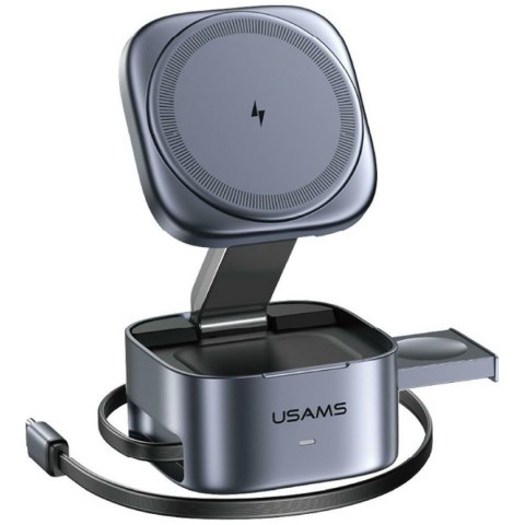 Ładowarka indukcyjna 3w1 Usams CD257 Qi2 tarnish