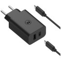 Ładowarka sieciowa Motorola Turbo Power 50W Dual USB-C/USB-A z kablem USB-C 1m czarny