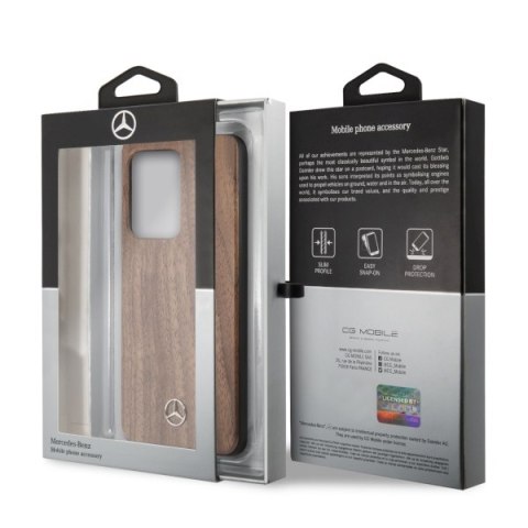 Mercedes MEHCS69VWOLB S20 Ultra G988hard case brązowy/brown Wood Line Walnut