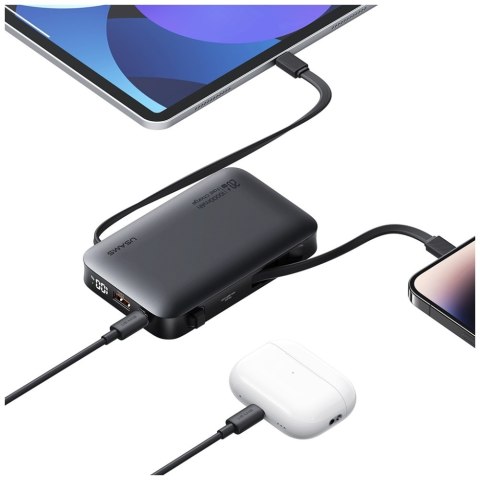 Powerbank USAMS XR Series CD228 10000m Ah 20W + kabel USB-C/Lightning czarny
