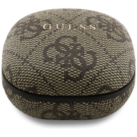 Słuchawki TWS ENC Guess 4G Classic Metal Logo brązowy