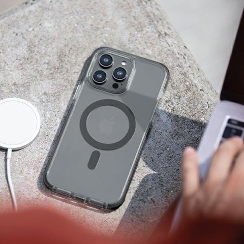 UNIQ etui Combat i Phone 14 Pro Max6,7" Magclick Charging czarny/concrete charcoal