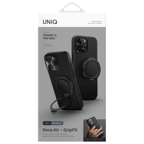 UNIQ etui Keva Air i Phone 16 Pro Max 6.9" Magclick Charging czarny/carbon black