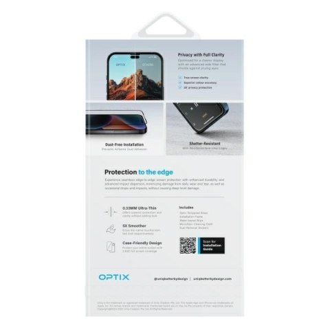 UNIQ Optix Privacy i Phone 16 Plus / 15 Plus / 14 Pro Max 6.7" prywatyzujące szkło hartowane z aplikatorem