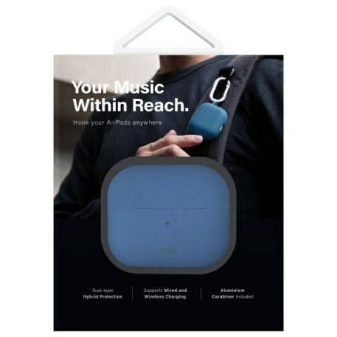 UNIQ etui Nexo Air Pods 4 / 5 + Ear Hooks Silicone niebieski/pacific blue