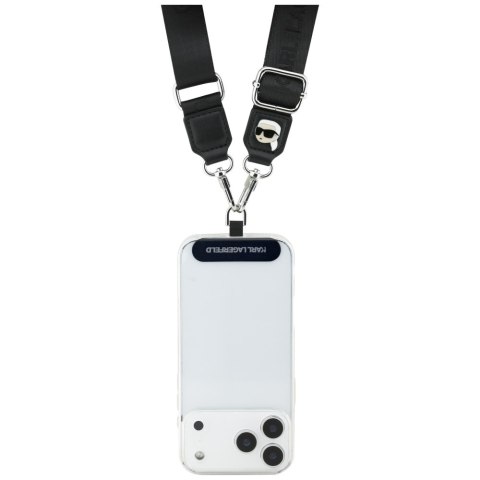 Uniwersalna smycz Karl Lagerfeld Universal Strap Tether Patch Karl Metal Logo czarny
