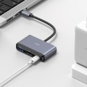 USAMS Adapter HUB 5w1 USB 2.0/USB 3.0/USB-C/TF/SD szary/dark grey SJ628HUB01 (US-SJ628)