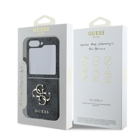 Guess GUHCZF64GMGGR Z Flip6 F741 / Z Flip 6 czarny/black leather 4G Metal Logo