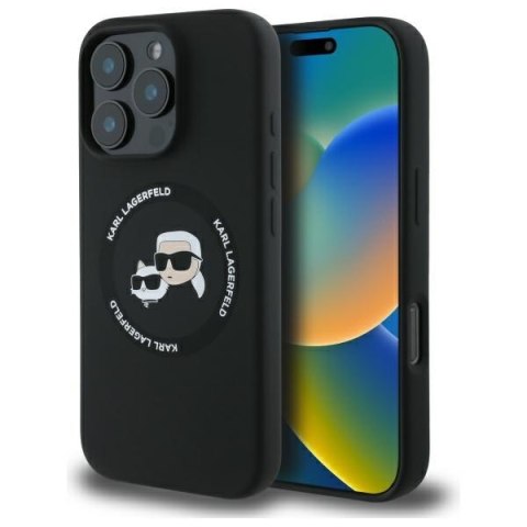 Karl Lagerfeld KLHMP16XSKCHTCK i Phone 16 Pro Max 6.9" czarny/black hardcase Silicone Karl&Choupette Heads Mag Safe