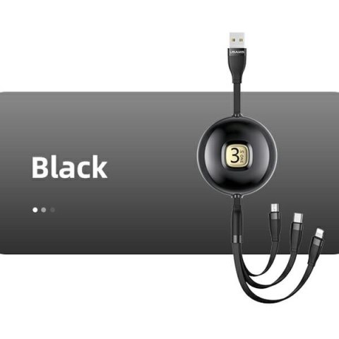 USAMS Kabel U69 3w1 1m czarny/black(lightning/micro USB/USB-C) SJ508USB01 (US-SJ508)