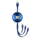 USAMS Kabel U69 3w1 1m niebieski/blue(lightning/micro USB/USB-C) SJ508USB02 (US-SJ508)