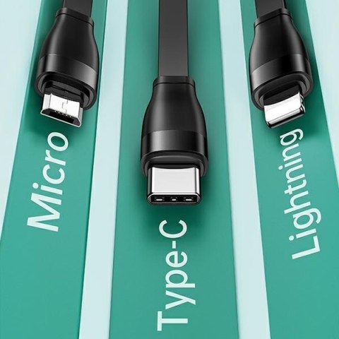 USAMS Kabel U69 3w1 1m niebieski/blue(lightning/micro USB/USB-C) SJ508USB02 (US-SJ508)
