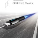 USAMS Kabel pleciony U-Tone micro USB1.2m Power-off 2A Fast Charging czarny/black SJ346USB01 (US-SJ346)