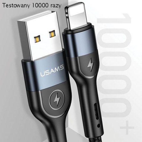 USAMS Kabel pleciony U48 lightning 1,2m2A Fast Charging LED zielony/green SJ423USB02 (US-SJ423)