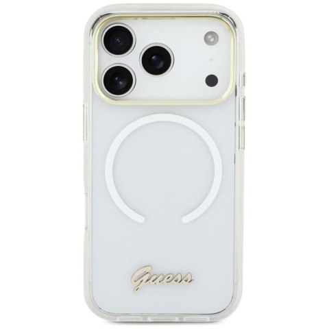 Etui Guess IML Gradient Script Metal Mag Safe do i Phone 17 biały