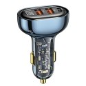 USAMS Ładowarka sam. 2x USB+1x USB-C 125WFast Charge transparent blue CC158CC02 (US-CC158)