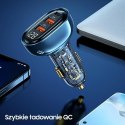 USAMS Ładowarka sam. 2x USB+1x USB-C 125WFast Charge transparent blue CC158CC02 (US-CC158)