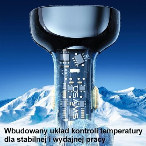 USAMS Ładowarka sam. 2x USB+1x USB-C 125WFast Charge transparent blue CC158CC02 (US-CC158)