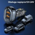 USAMS Ładowarka sam. 2x USB+1x USB-C 125WFast Charge transparent blue CC158CC02 (US-CC158)