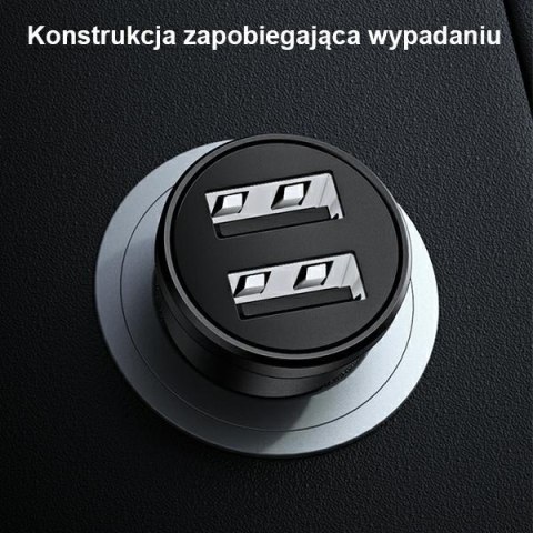 USAMS Ładowarka sam. 2x USB 2,4A Mini czarny/black CC114TC01 (US-CC114)