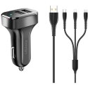 USAMS Ładowarka sam. 2x USB C13 2,1A 3w1(micro USB/USB-C/lightning) czarny/black NTU35YTSC13TZ