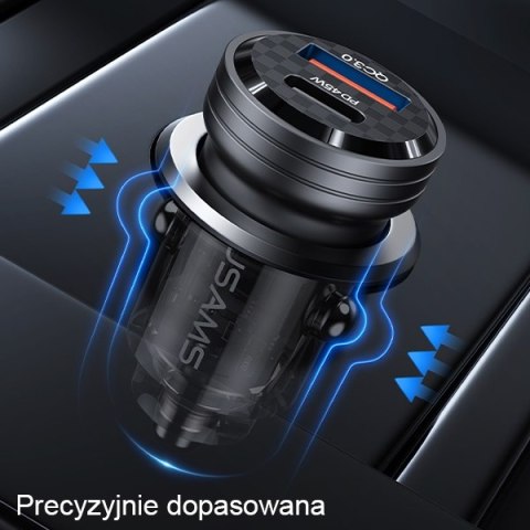 USAMS Ładowarka sam. C35 USB+USB-C 45WFast Charge fioletowy/purple CC175CC02 (US-CC175)