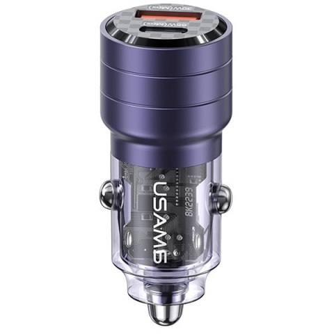 USAMS Ładowarka sam. C36 USB+USB-C 95WFast Charge fioletowy/purple CC176CC02 (US-CC176)