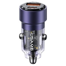USAMS Ładowarka sam. C39 USB+USB-C 60WFast Charge fioletowy/purple CC208CC02 (US-CC208)