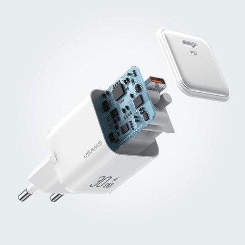USAMS Ładowarka sieciowa 1x USB-C PD30W 3A(only head) PD3.0 Fast Charging czarny/black X-ron Series CC186TC01 (US-CC186)